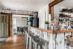 Coffee bar with stools